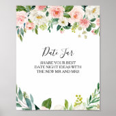 Poster Signe vert Élégant fleuri Date Jar (Devant)