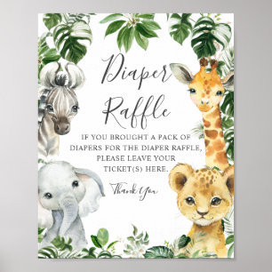 Poster Signe vert Jungle Safari Animaux Refus de couches
