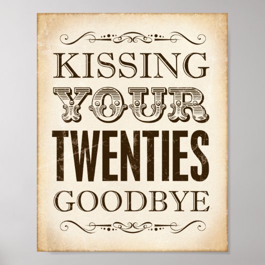 Poster SIGNE vintage IMPRIMER KISSING VOS VINGT BIODBYE (Devant)