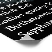 Poster SIGNE Zodiaque Bull Symbole Taurus Astrologie Post (Coin)