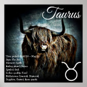Poster SIGNE Zodiaque Bull Symbole Taurus Astrologie Post (Devant)