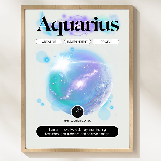 Poster SIGNE Zodiaque Citation Aquarius