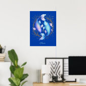 Poster Signe Zodiaque Pisces, Deux Poissons Koi Gracieux (Bureau à domicile)