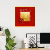 Poster SIGNE Zodiaque porc coupé chinois Année 2019 Carré (Bureau à domicile)