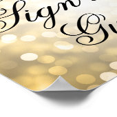 Poster Signer Notre Mariage Guestbook Gold Bokeh Lumières (Coin)