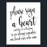 Poster Signer Un Mariage Rustique Coeur 8x10 Signer<br><div class="desc">Un élégant panneau mariage de pointe, comporte le texte "S'il vous plaît signer un coeur et le déposer dans le cadre afin que nous nous souvenions toujours de nos proches qui sont venus" dans une police de script extravertie, la texture de la brosse ajoute une sensation spontanée et ludique. La...</div>