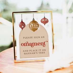 Poster Signer un ornement rétro Bauble nuptiale de Noël