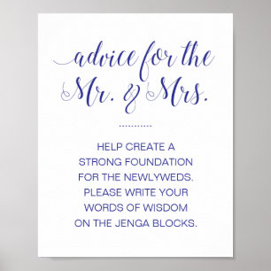 Poster Signer un panneau Mariage bleu marine élégant à Je