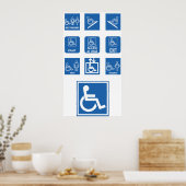 Poster Signes d'accessibilité pour fauteuil roulant (Cuisine)