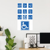 Poster Signes d'accessibilité pour fauteuil roulant (Bureau à domicile)