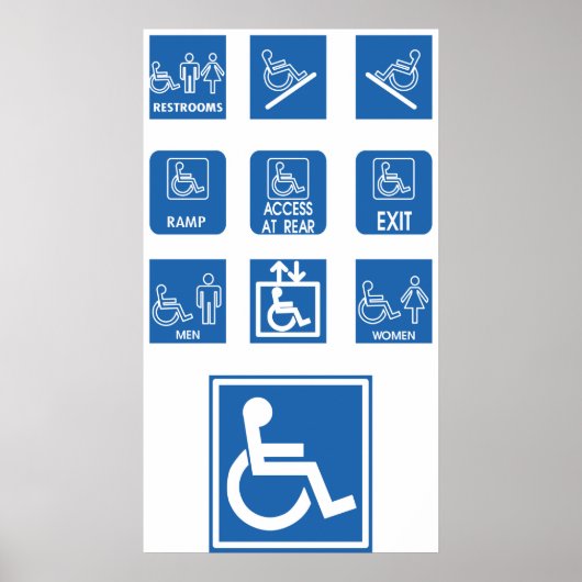 Poster Signes d'accessibilité pour fauteuil roulant (Devant)