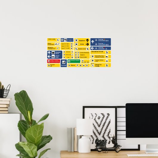 Poster Signes d'aéroport (Bureau à domicile)