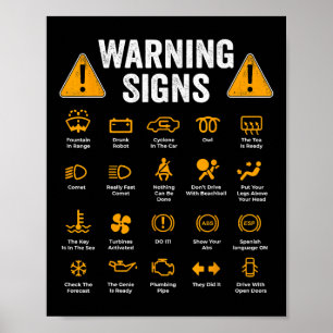 Poster Signes d'avertissement de conduite amusant 101 Aut