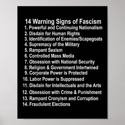 Poster Signes D'Avertissement Du Fascisme Anti-Trump Rési (Devant)
