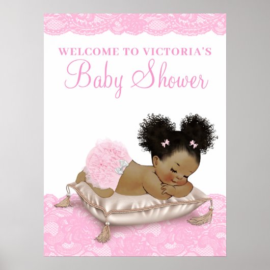 Poster Signes de Baby shower de filles afro-américaines (Devant)