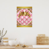 Poster Signes de Baby shower de princesse d'or rose (Cuisine)