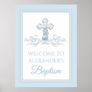 Poster Signes de baptême de garçon, de baptême et de prem
