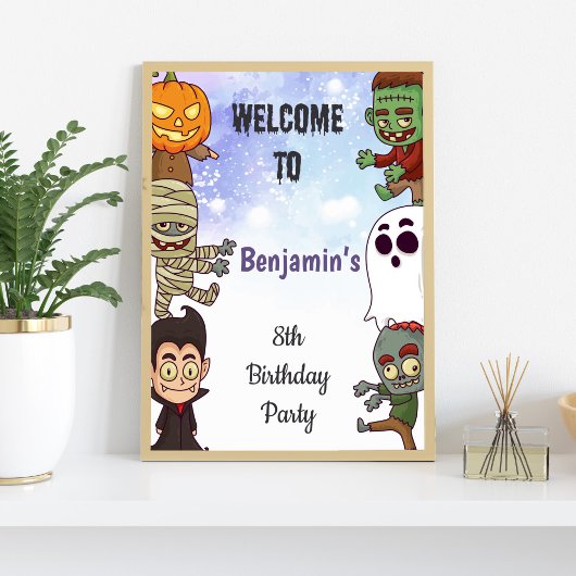 Poster Signes de fête d'Halloween Éffrayant pour enfants