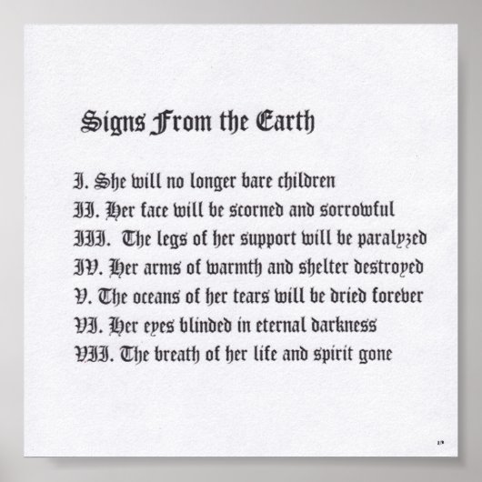 Poster Signes De La Terre (Devant)