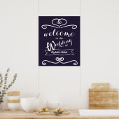 Poster Signes de mariage personnalisés Marine Bleu Jaune  (Cuisine)
