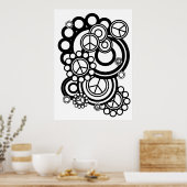 Poster Signes de paix avec cercles noir et blanc (Cuisine)