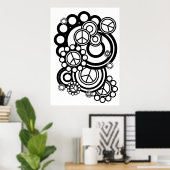 Poster Signes de paix avec cercles noir et blanc (Bureau à domicile)