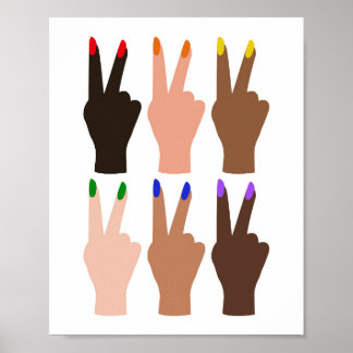 Poster Signes de paix de la diversité unis Couleurs arc-e