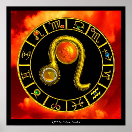 Poster Signes du zodiaque LEO Chart Astrologie (Devant)