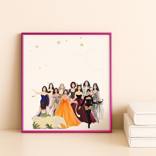Poster signes zodiaques, esquisses de mode, oeuvres d'art