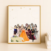 Poster signes zodiaques, esquisses de mode, oeuvres d'art