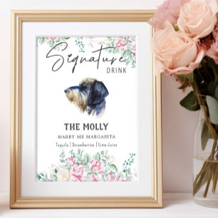 Poster Signet de boisson Dachshund Mariage à poils durs