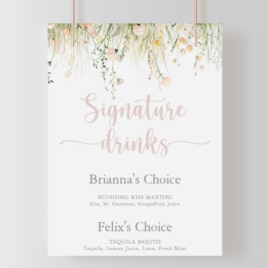 Poster Signet Fleur sauvage Boho vert