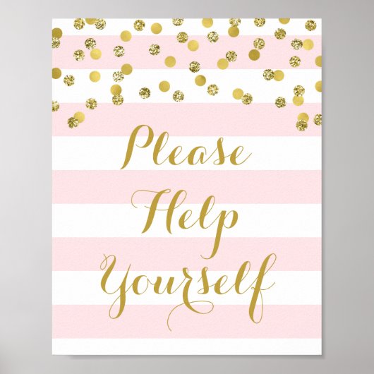 Poster Signez Aidez-Vous Rose Rayures Or (Devant)