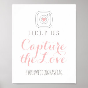 Poster Signez le hashtag Mariage Love Blush