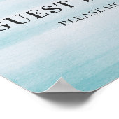 Poster Signez le livre d'or. Mariage simple bleu aquarell (Coin)