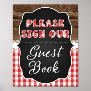 Poster Signez notre Guest Book Sign - Red Baby Q