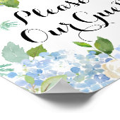 Poster Signez Notre Guestbook Sign - Floral Bleu (Coin)