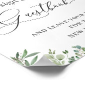 Poster Signez Notre Livre D'Invité Chic Eucalyptus Feuill (Coin)