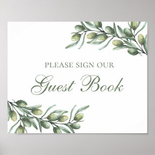Poster Signez notre livre d'or. Olives. Mariage italien