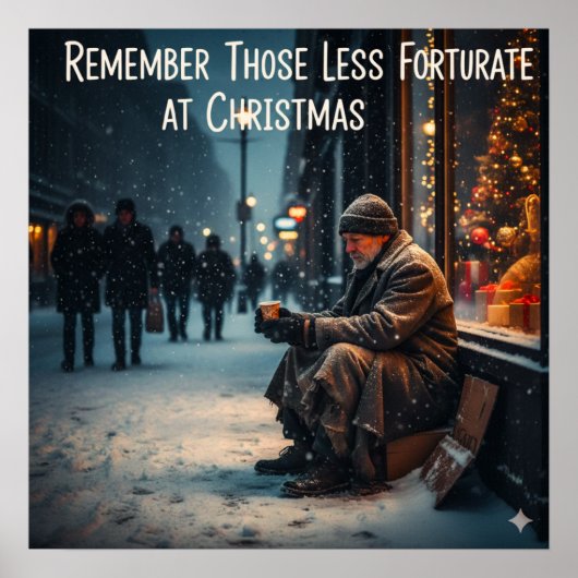 POSTER SIGNIFICATION DE NOËL IMAGE PENSEZ AUX PAUVRES (Devant)