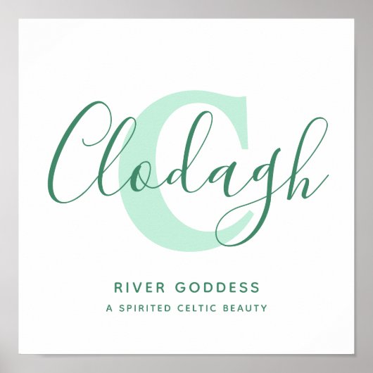 Poster signification du nom Clodagh nuances de vert texte (Devant)
