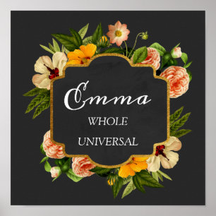 Poster Signification du nom Emma Roses Royales Cadre Cade