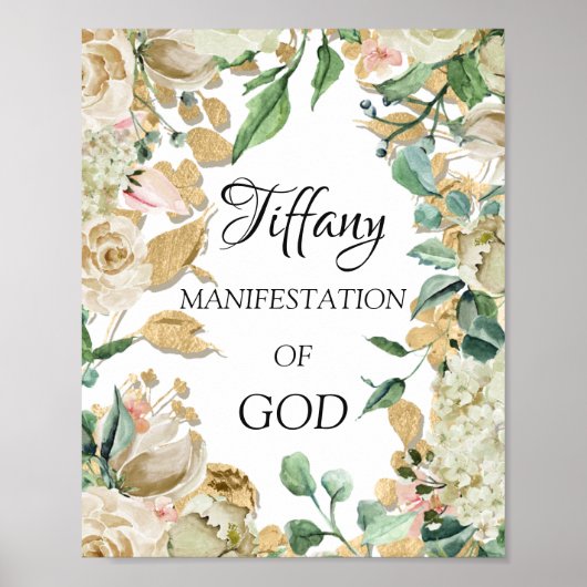 Poster Signification du nom Tiffany Fleurs Mariage Annive (Devant)