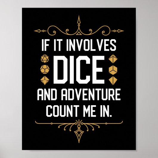 Poster S'Il Implique Dice Count Me Dans Drôle Tabletop RP (Devant)