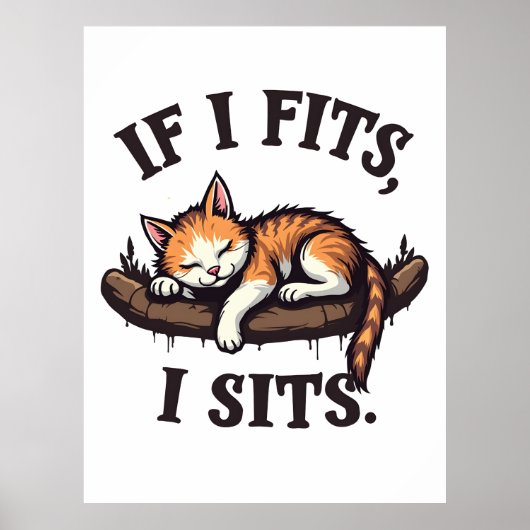 Poster S'il s'adapte I Ait Drôle Sleepy Chat Feline Kitte (Devant)