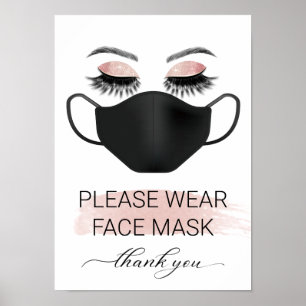 Poster S'il vous plaît porter Masque Visage Beauté Salon
