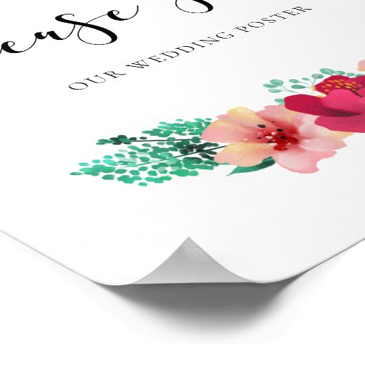 Poster S'il vous plaît signer - Design floral Signal de m (Coin)