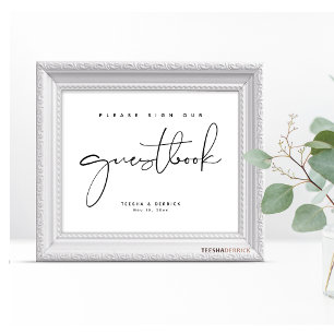 Poster S'il vous plaît signer notre livre d'or, mariage f