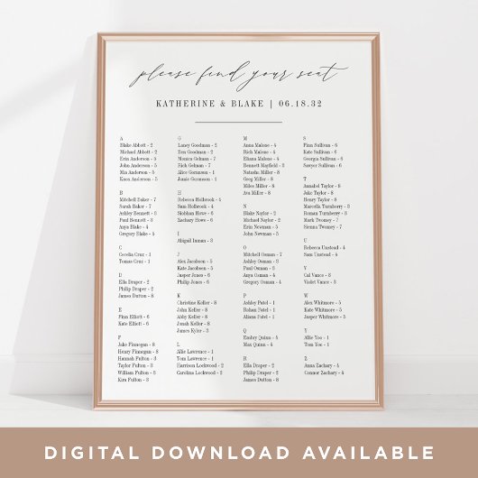 Poster S'Il Vous Plaît Trouvez Votre Siège | Graphique de