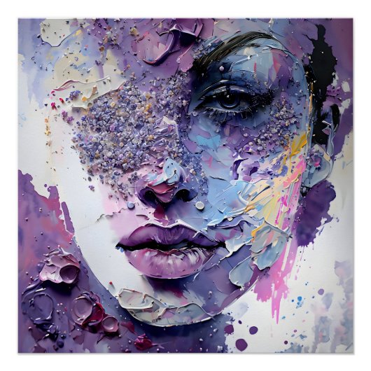 Poster "Silence cristalline" - Portrait pourpre (Devant)